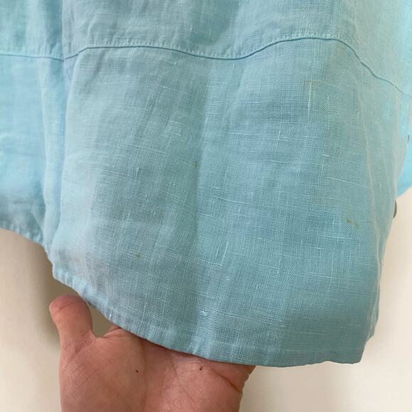 Bryn Walker Blue Artist Light Linen Round Neck Long Sleeve Shirt size XL - Picture 10 of 11